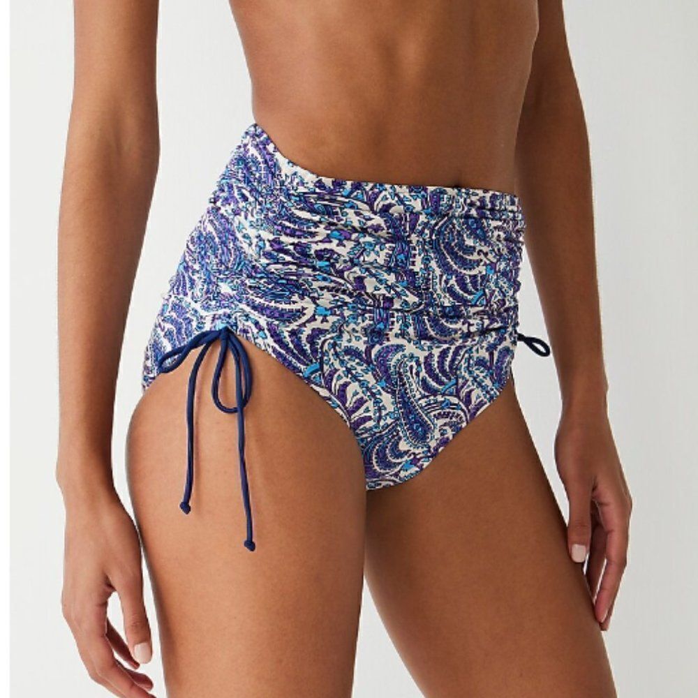 J. CREW Ruched paisley high-rise bikini bottom size 3X
